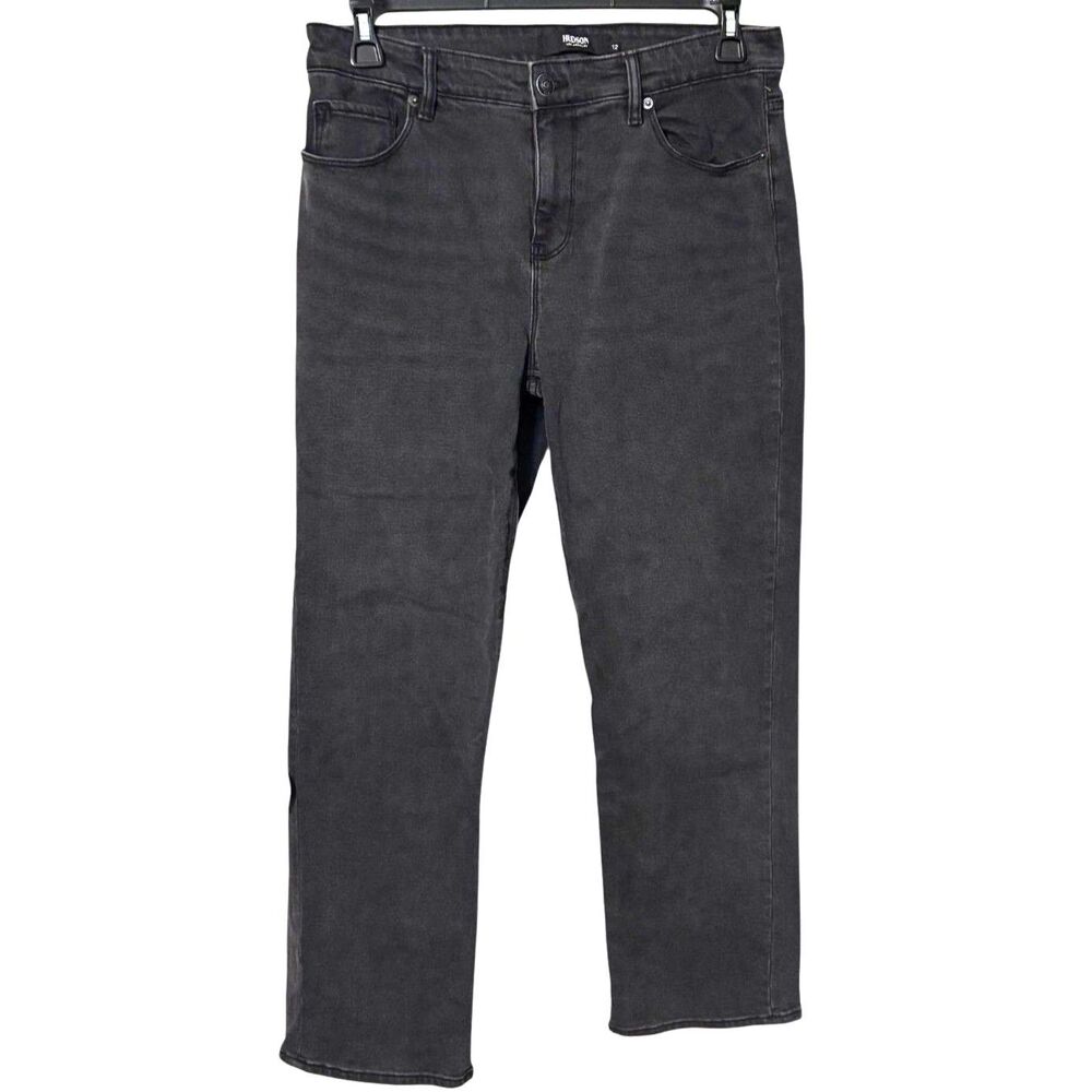 Hudson Los Angeles Black Straight Leg Jeans Women's Size 12 Stretch Denim